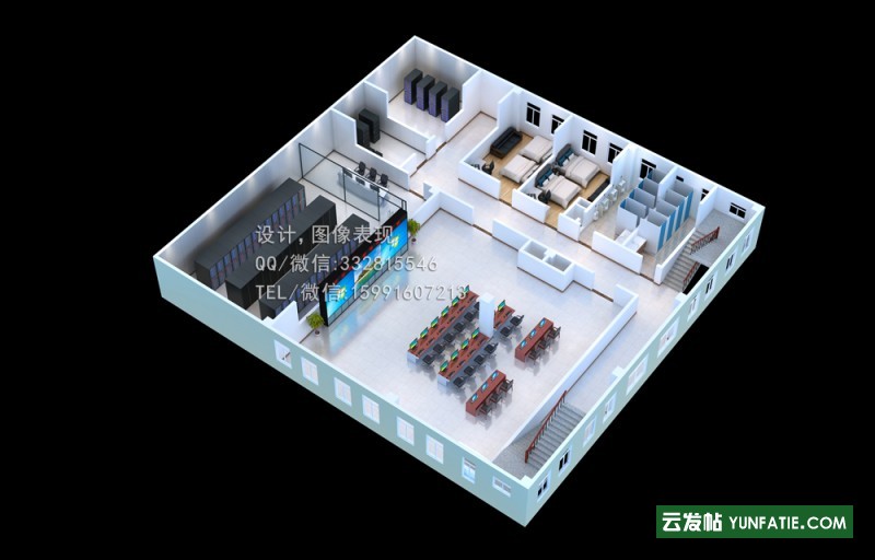 青岛网络中心机房效果图制作|国土资源局机房建设等级鸟览图